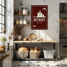 Detroit Skyline Est. 1701 Poster PosterGoat