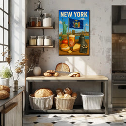 New York City Iconic Landmarks Poster Modern Wall Art