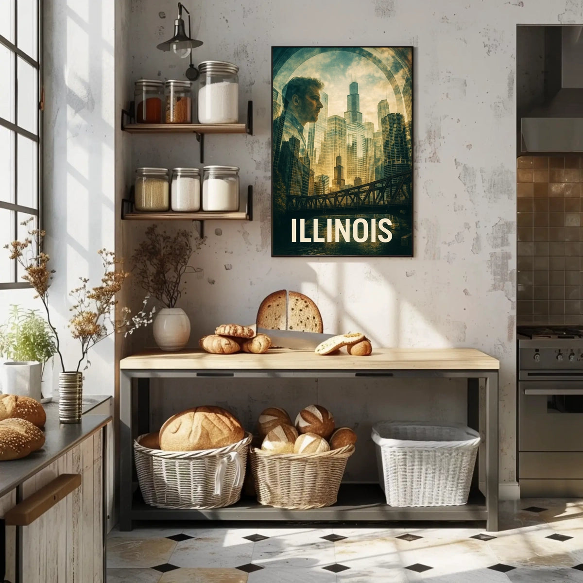 Illinois Skyline Reflection Poster