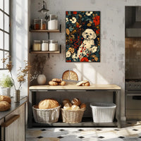Floral Canine Portrait Wall Art Print