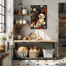 Floral Canine Portrait Wall Art Print