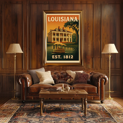 Louisiana Plantation Steamboat Bayou Southern Poster