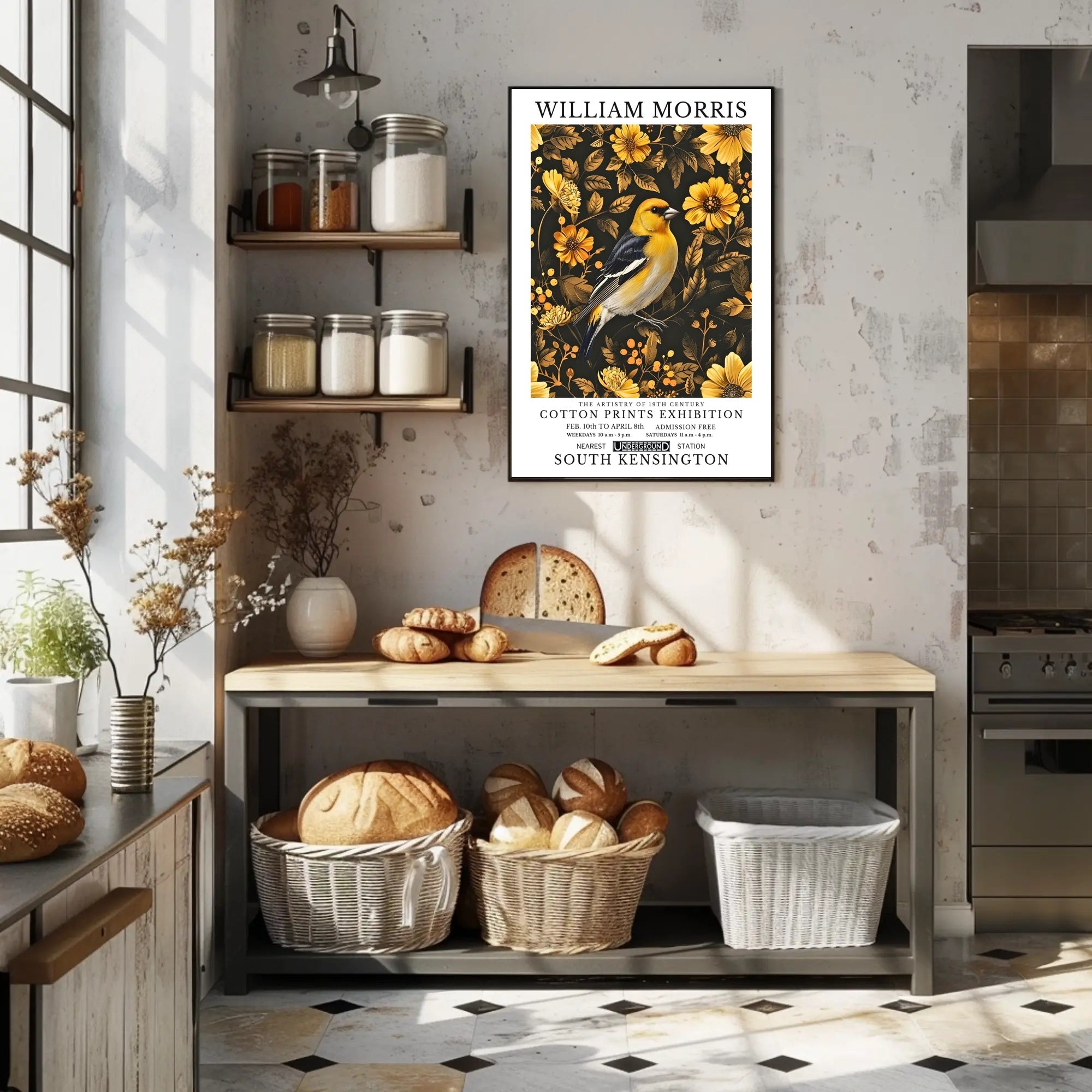 William Morris Inspired Elegant Bird Exhibition Artistic Poster