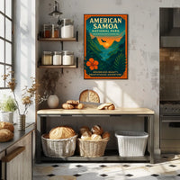 American Samoa Sunset, Lush Landscape National Park Poster