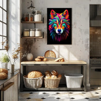 Vibrant Wolf Art Poster PosterGoat