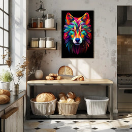 Vibrant Wolf Art Poster PosterGoat