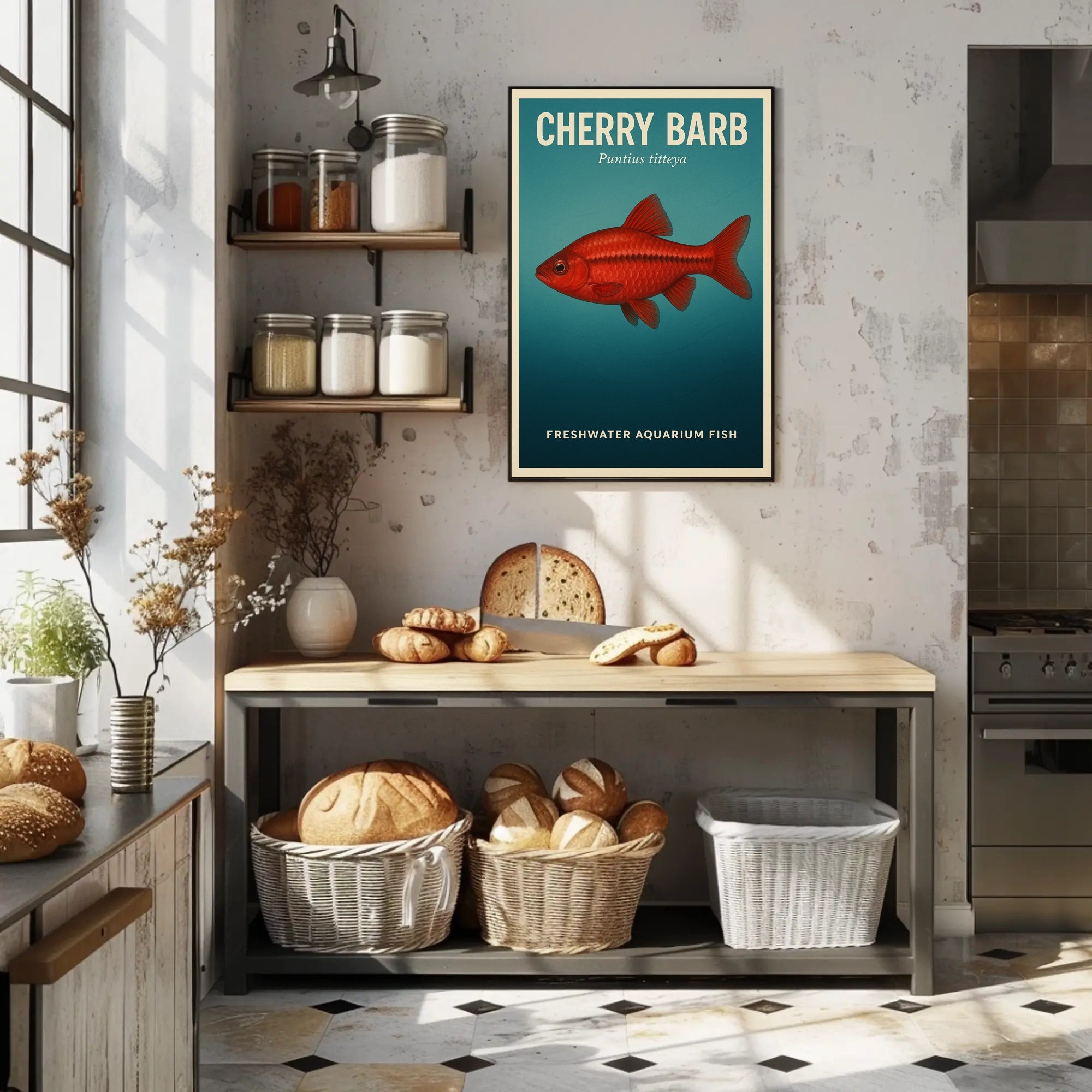 Cherry Barb Freshwater Aquarium Fish Poster PosterGoat