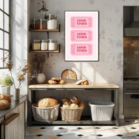 Good Times Nostalgic Pink Tickets Pop Culture Poster PosterGoat