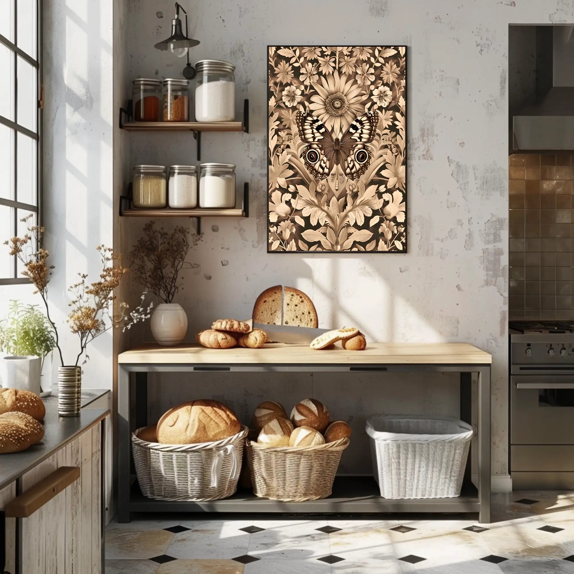 Butterfly and Floral Vintage Artwork Artistic Poster