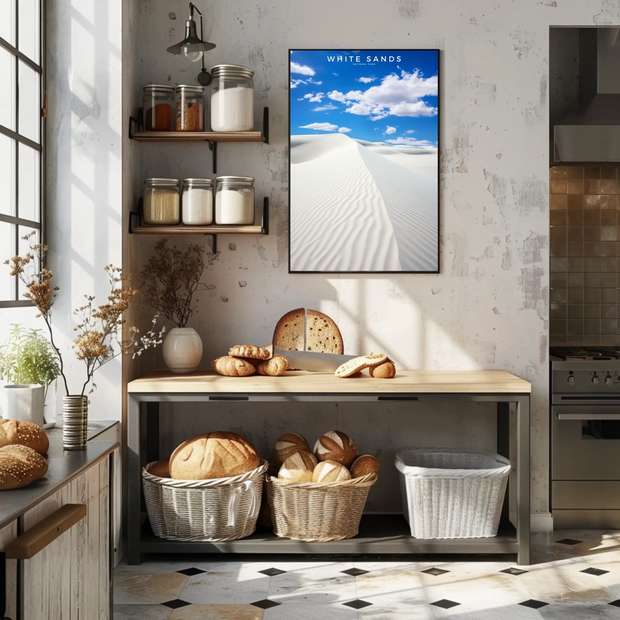 White Sands Travel Poster Minimalist Desert Print
