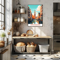 Amsterdam Canals Vintage Travel Poster