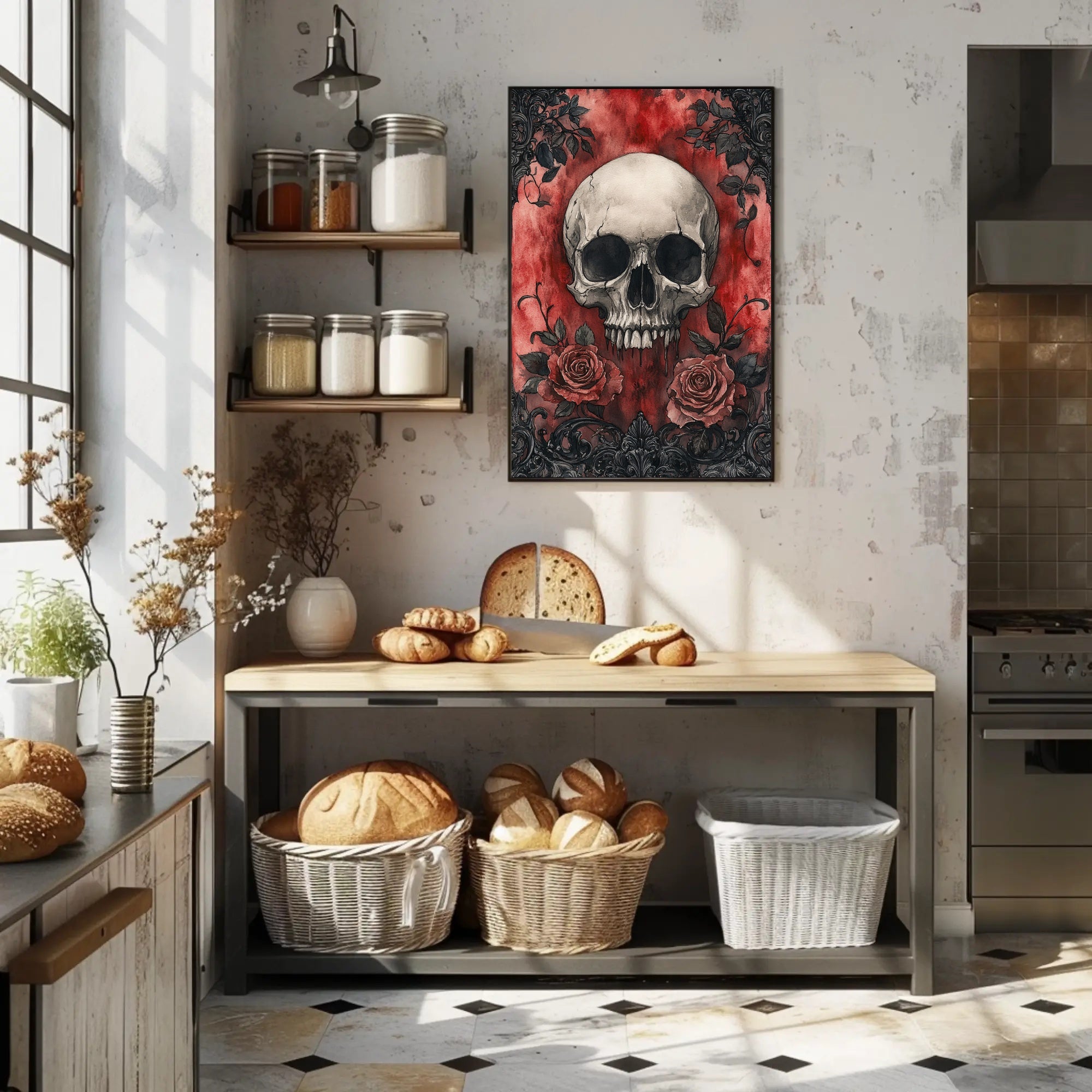 Skull And Roses Poster