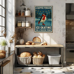A Dapper Penguin Ice-Skating Poster