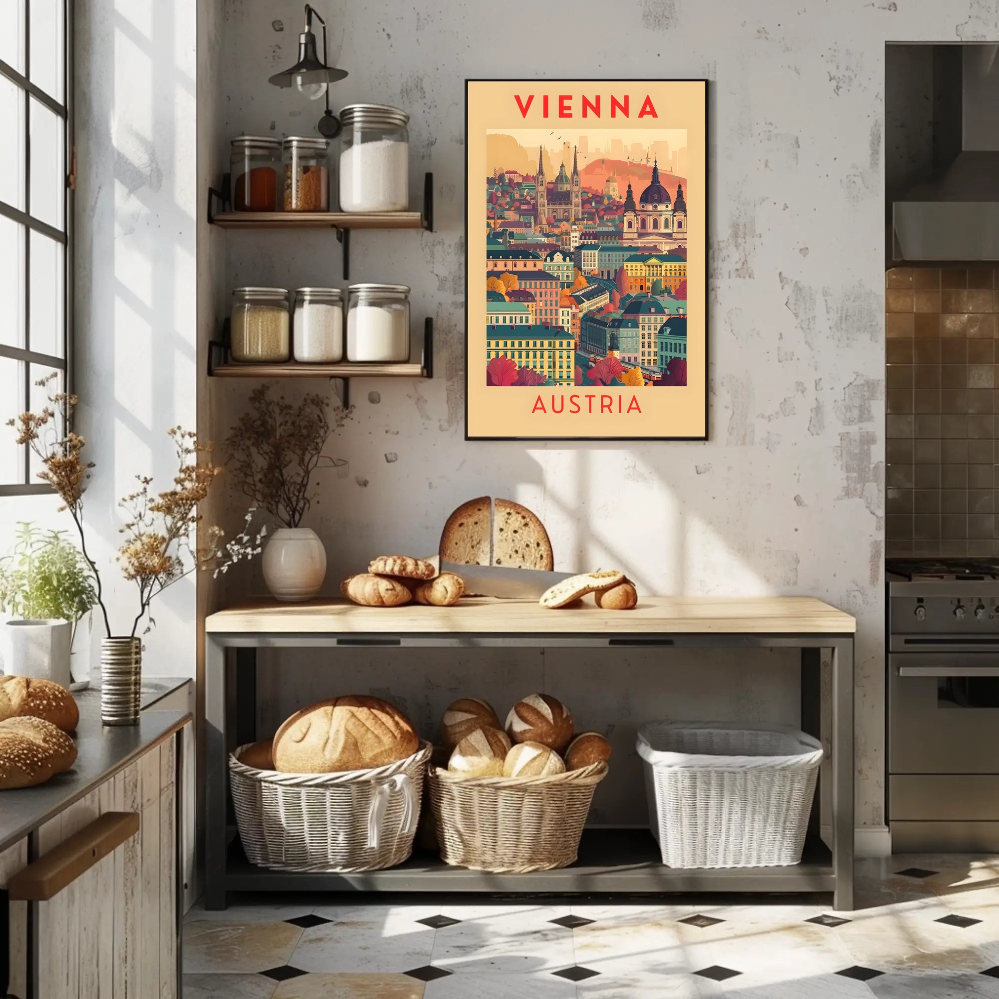 Vienna Skyline Artistic Travel Poster