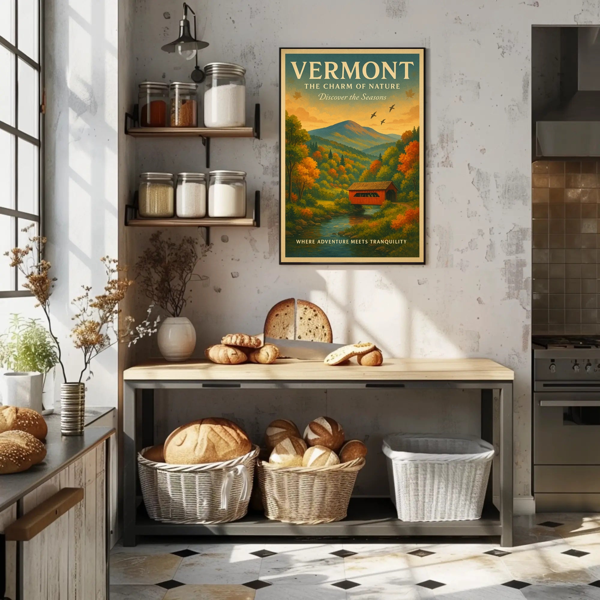 Vermont Autumn Tranquility Vintage Travel Poster