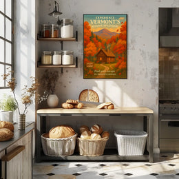 Autumn Cabin Vermont Nature Foliage Poster