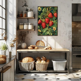 Vintage Strawberry Botanical Art Illustration Poster