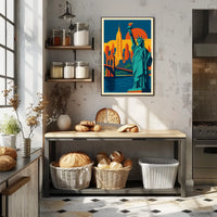 New York City Poster Retro Travel Skyline Wall Art