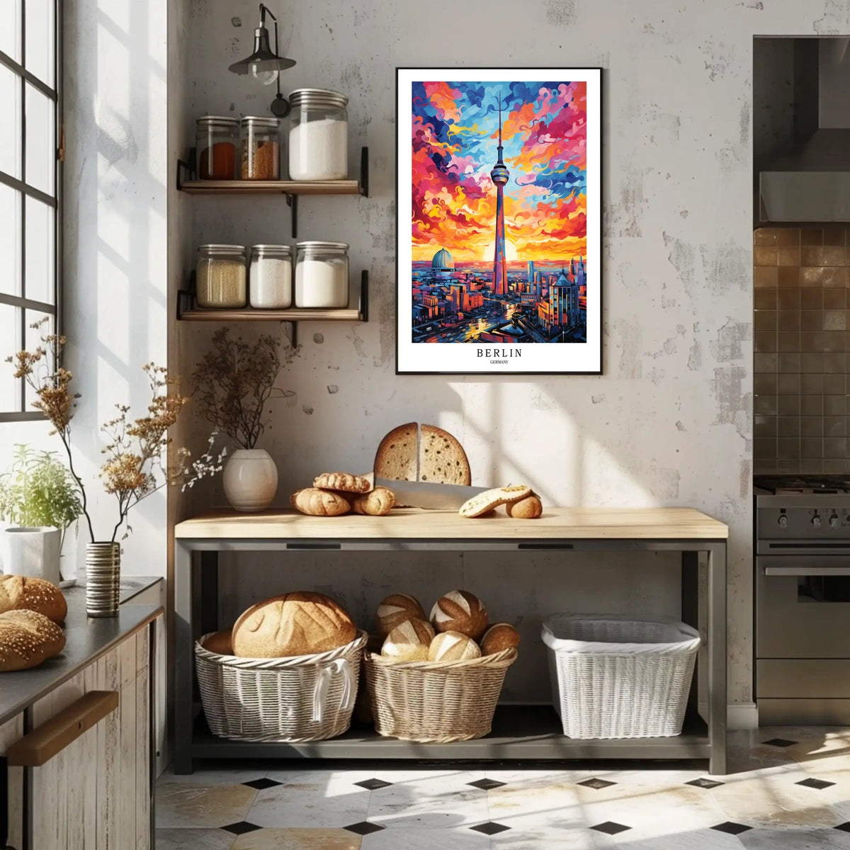 Berlin Skyline At Sunset Poster