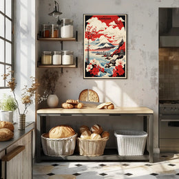 Scenic Kanagawa Japan Vintage Travel Poster