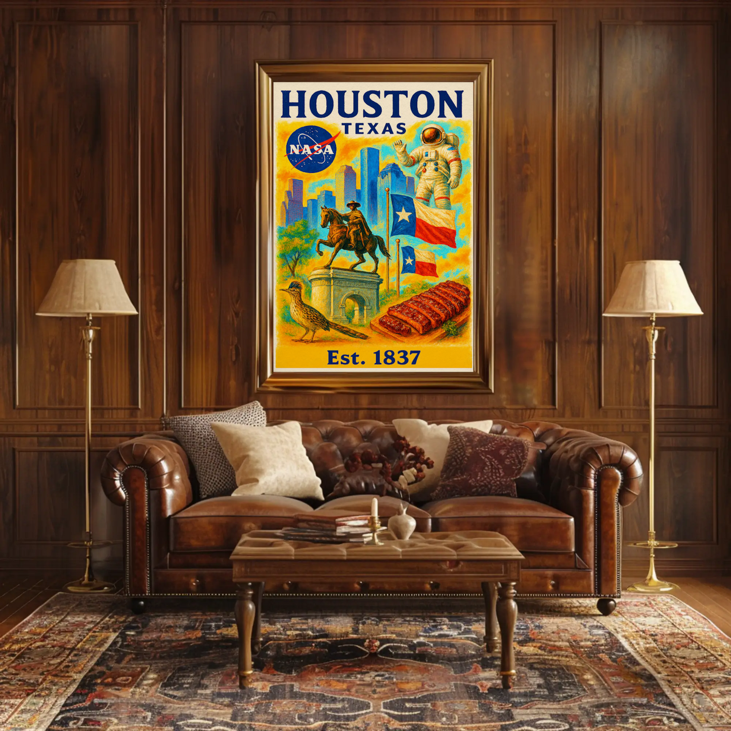 Houston Texas NASA Western Flavor Travel Poster