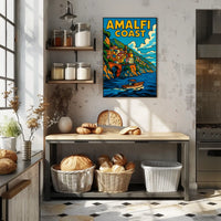 Amalfi Coast Poster Wall Art Scenic Italian Seaside Print