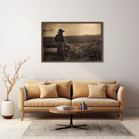 Cowboy's Sunset Reflection: Vintage Western Art Print