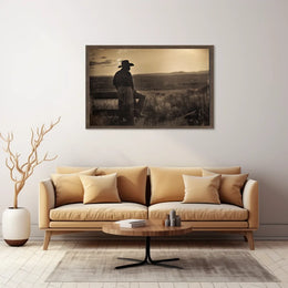 Cowboy's Sunset Reflection: Vintage Western Art Print