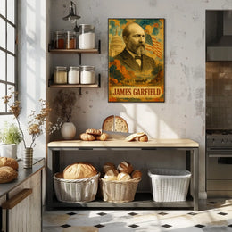 James A. Garfield 20th President of the United States Layered Digital Collage Poster