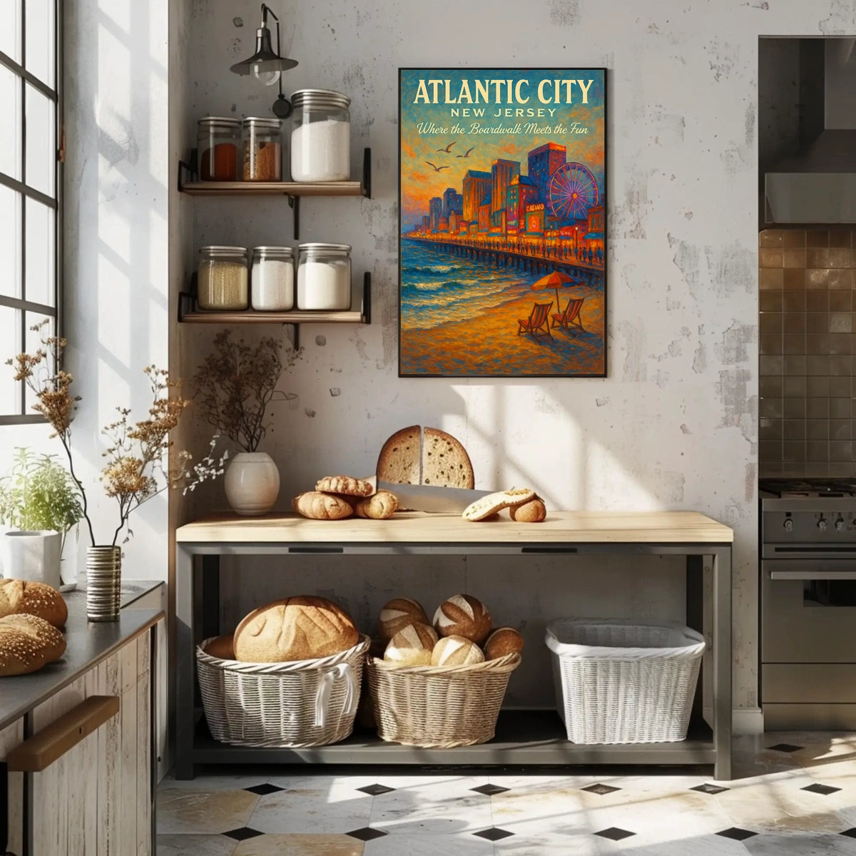 Atlantic City Where the Boardwalk Meets the Fun Poster