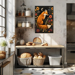 Whimsical Fox and Flora: Artistic Animal Poster