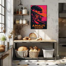 Amalfi Coast Poster Wall Art for Coastal Home Decor