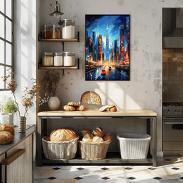 Dynamic Cityscape Skyscraper Modern Art Futuristic Sci-Fi Poster
