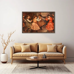 Joyful Vintage Dance Scene Impressionistic Art Poster