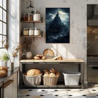 Mysterious Castle On A Stormy Night Poster