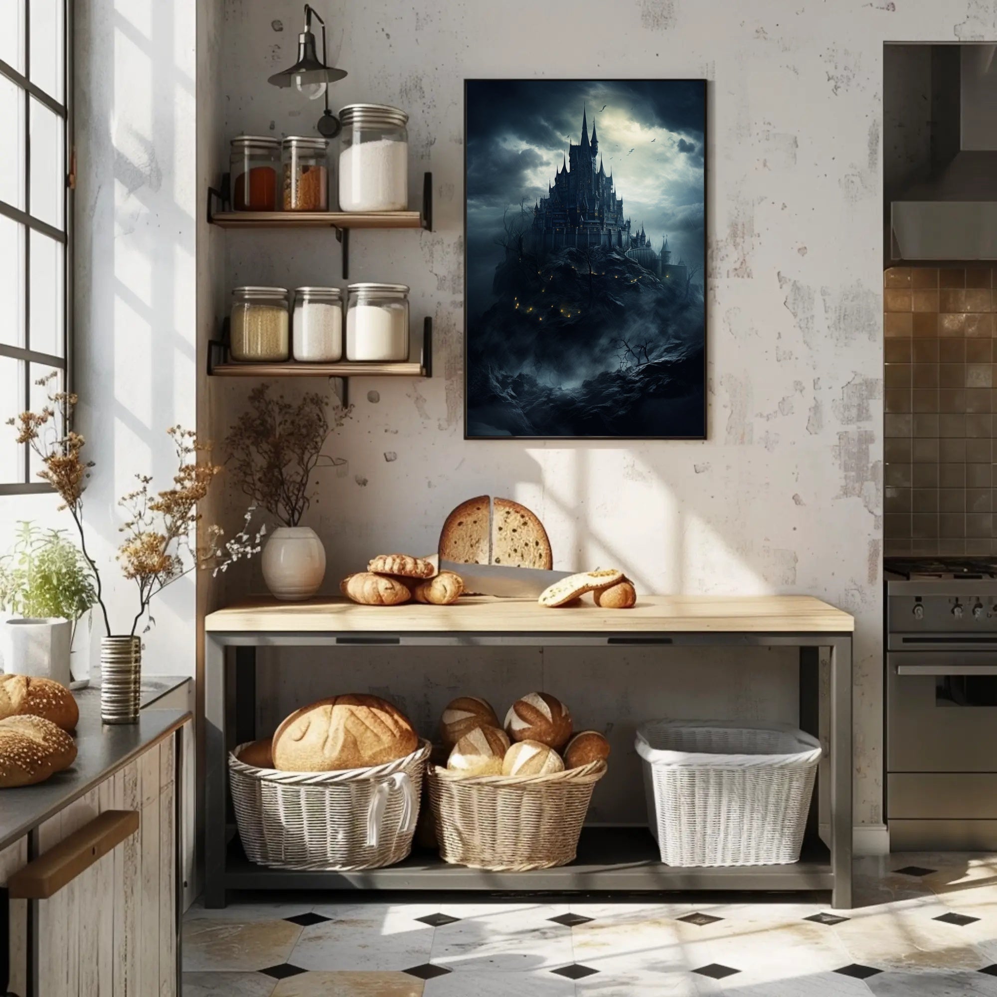 Mysterious Castle On A Stormy Night Poster