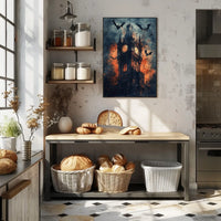 Gothic-Style Clock Tower Art Poster in Eerie Environment - Artistic Poster