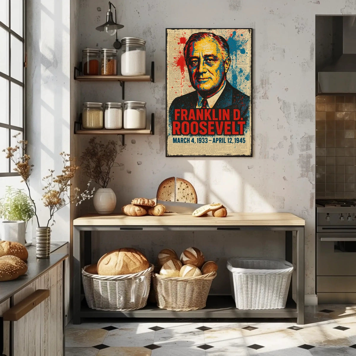 Franklin D. Roosevelt 32nd President of the United States Street Art Mashup Poster