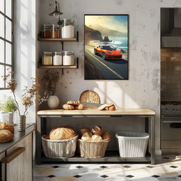 Exhilarating Coastal Drive Modern Car Travel Poster