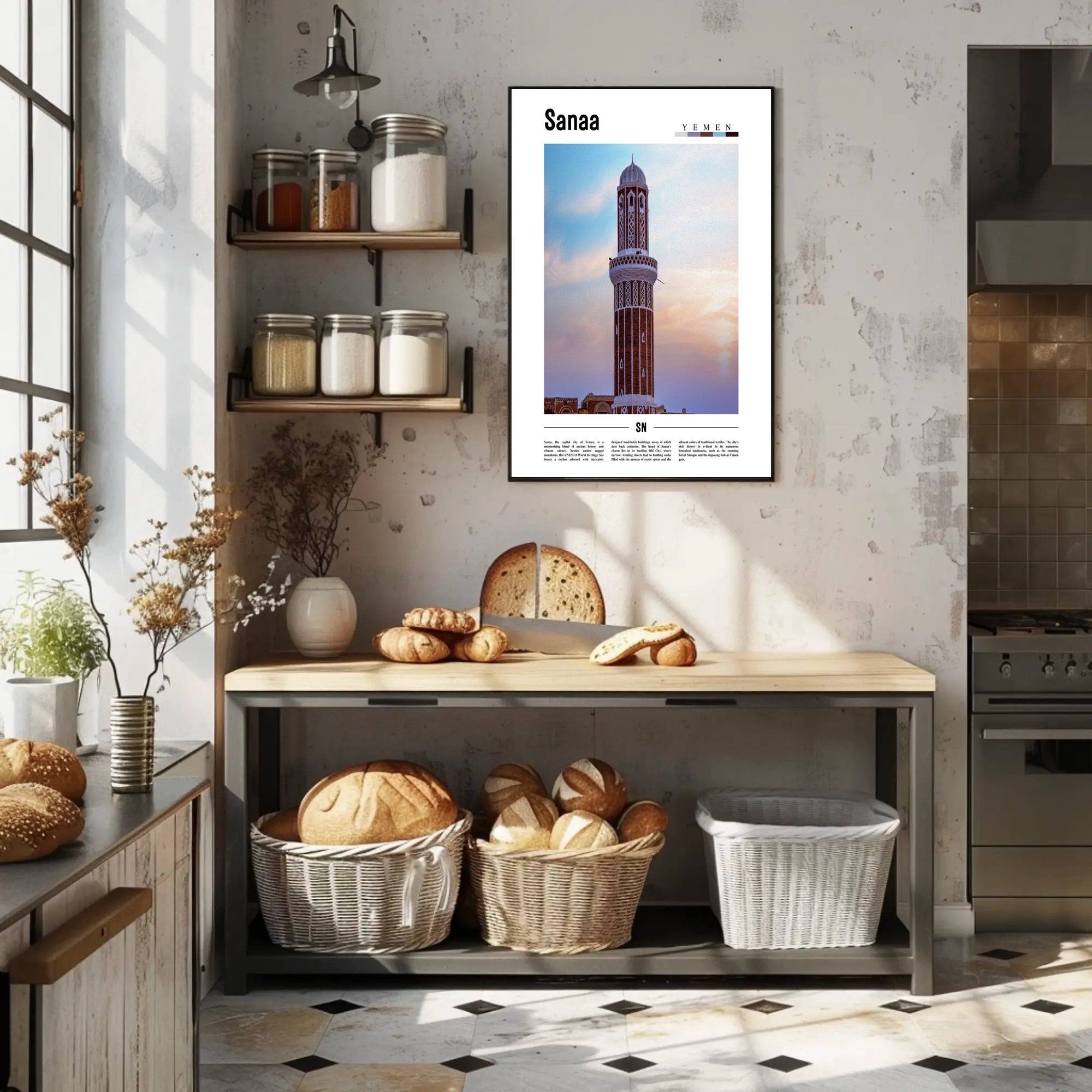 Sanaa's Historic Minaret: Cultural or Heritage Poster PosterGoat