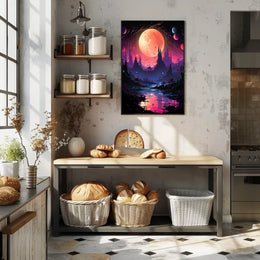 Surreal Cosmic Landscape: Vibrant Alien World Poster