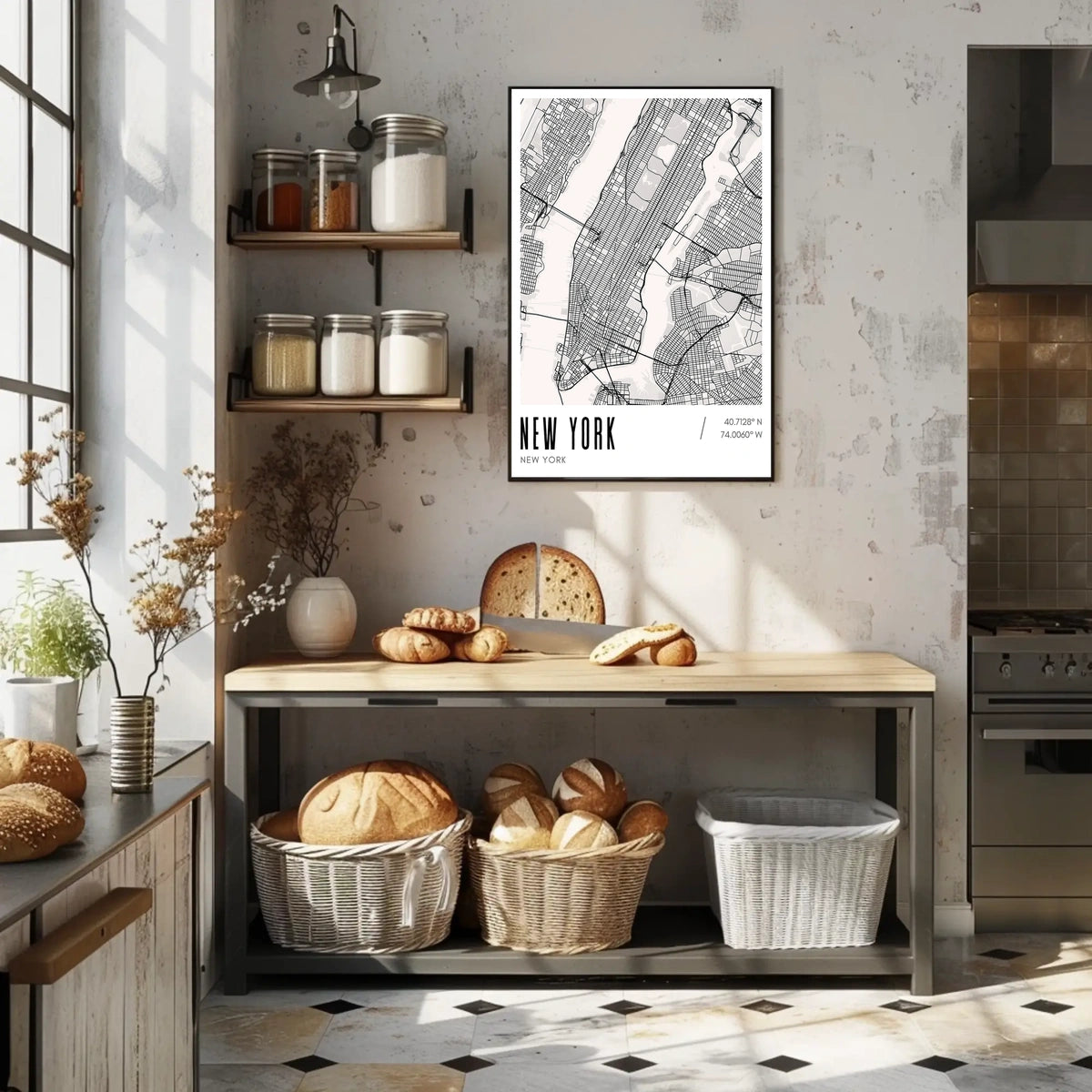 New York City Minimalist Map Poster Modern Wall Art