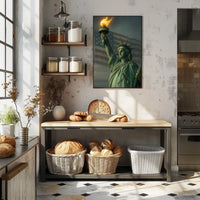 The Statue of Liberty and the American Flag Poster