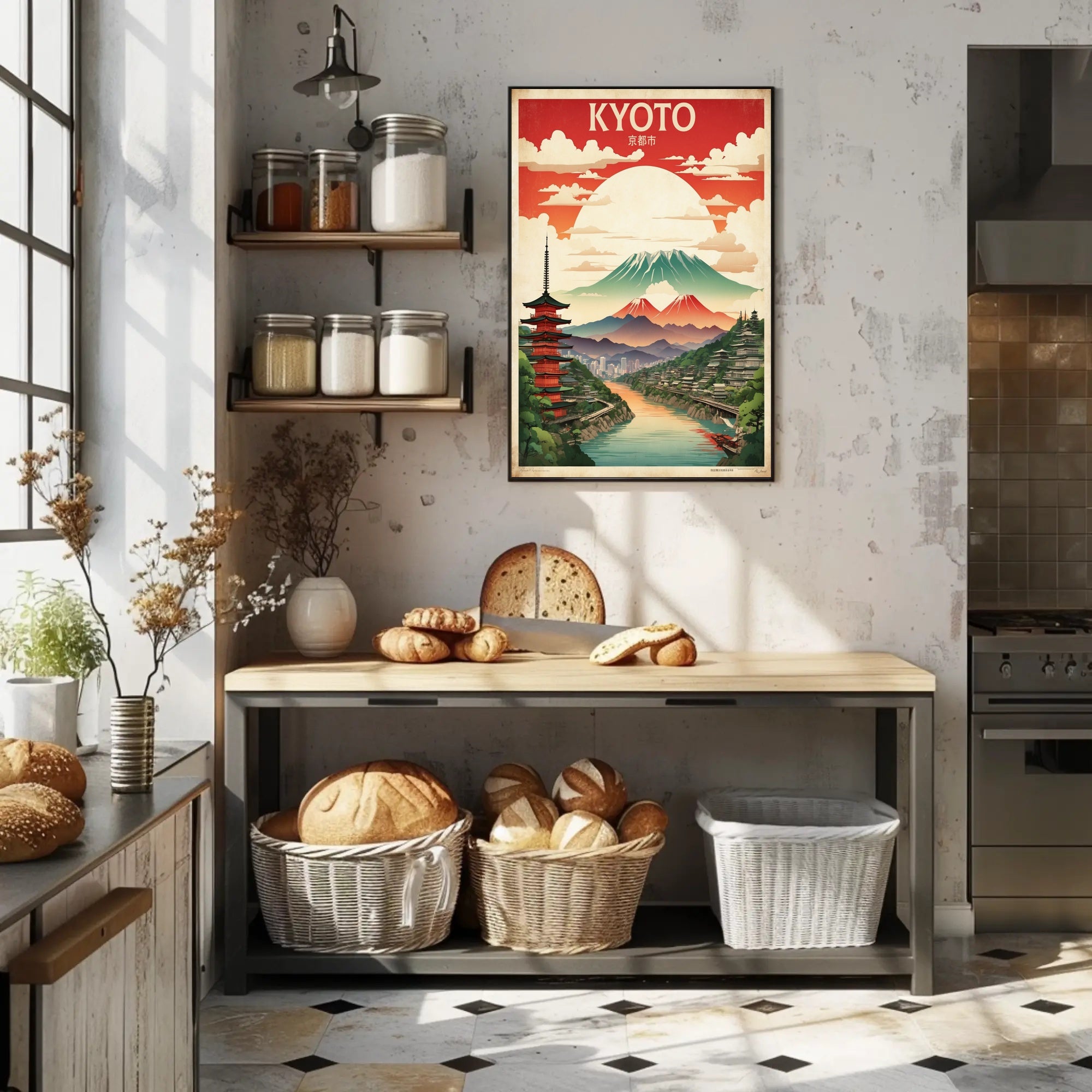 Kyoto Vintage Travel Art Print Poster