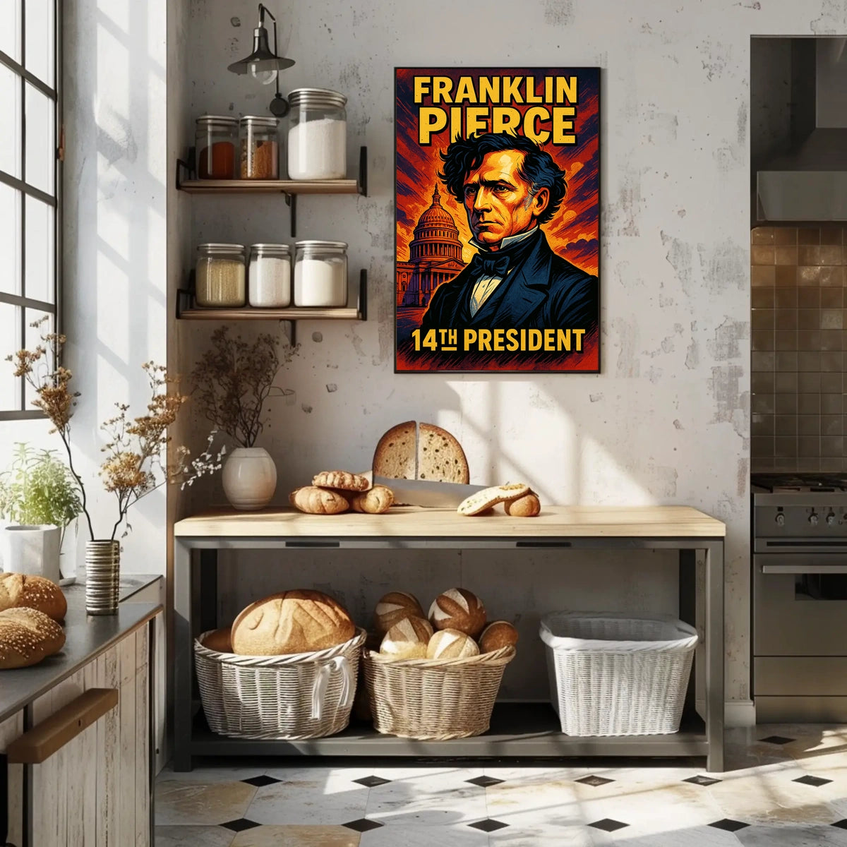 Franklin Pierce 14th President Poster Vintage Wall Art