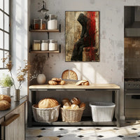 Mysterious Hooded Figure Abstract Artistic Poster PosterGoat