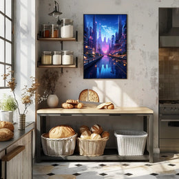 Futuristic Cityscape At Twilight Poster