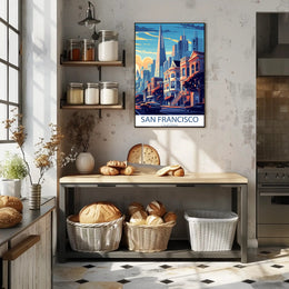 Vibrant San Francisco Urban Scene Cityscape Art Poster