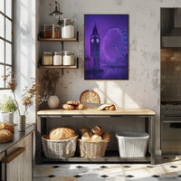 London Landmarks Neon Cyberpunk Art Urban or Cityscape Poster