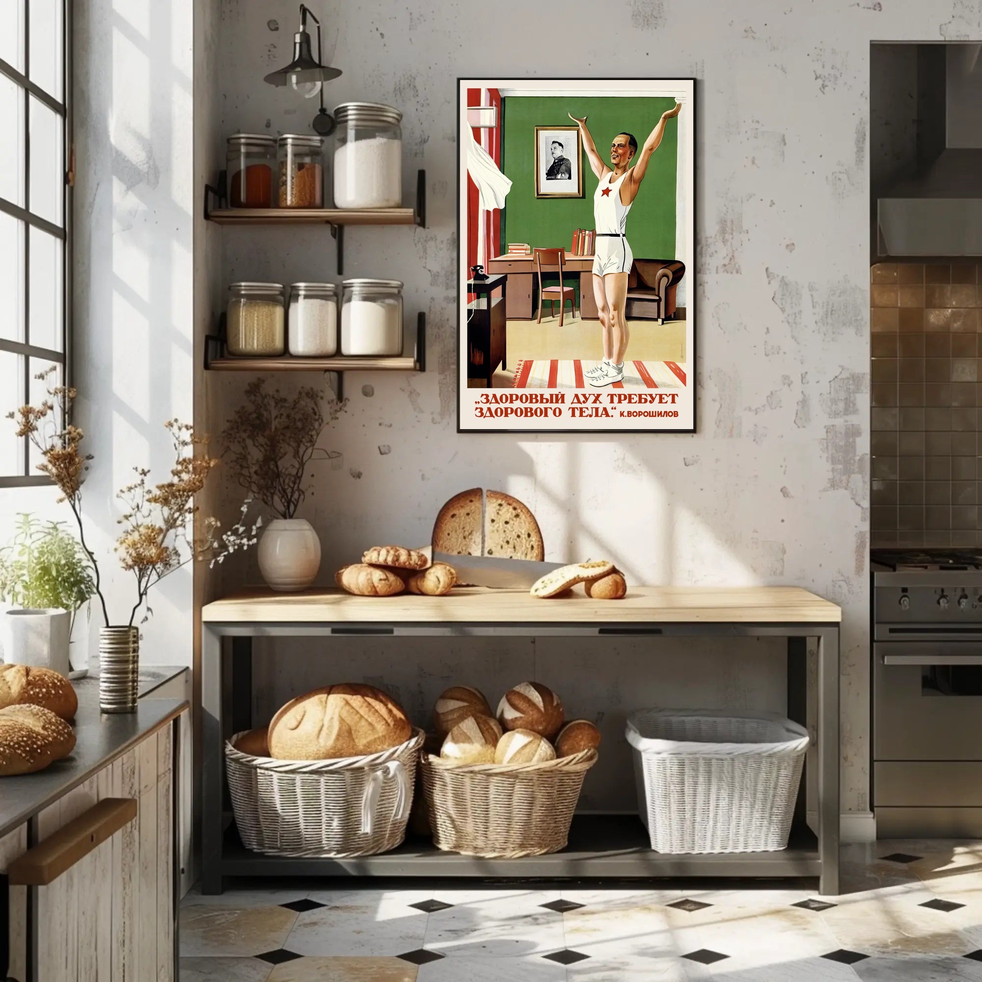Soviet Fitness Motivation Vintage Propaganda Poster